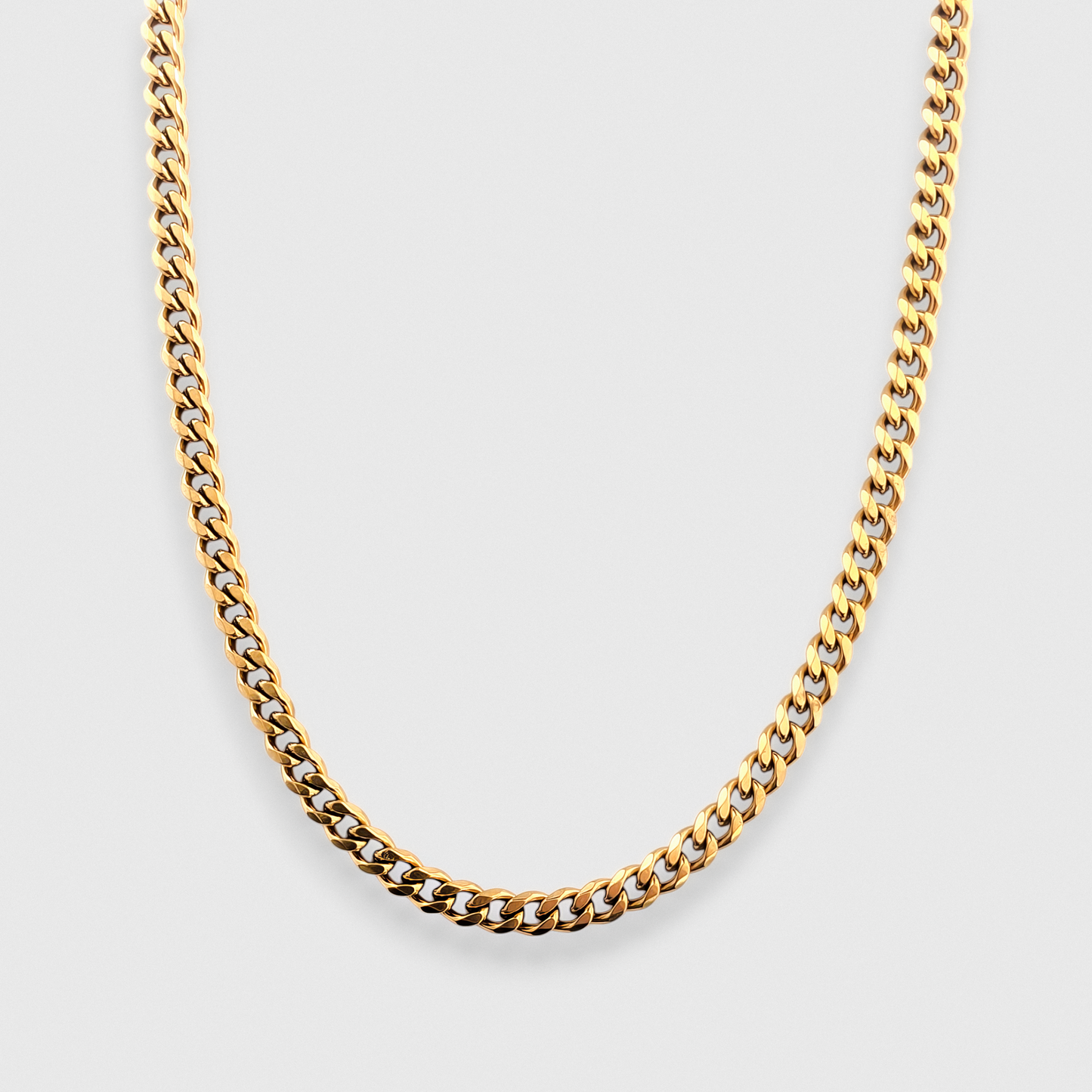 HALSKEDJA I STÅL- CUBAN 5MM GOLD