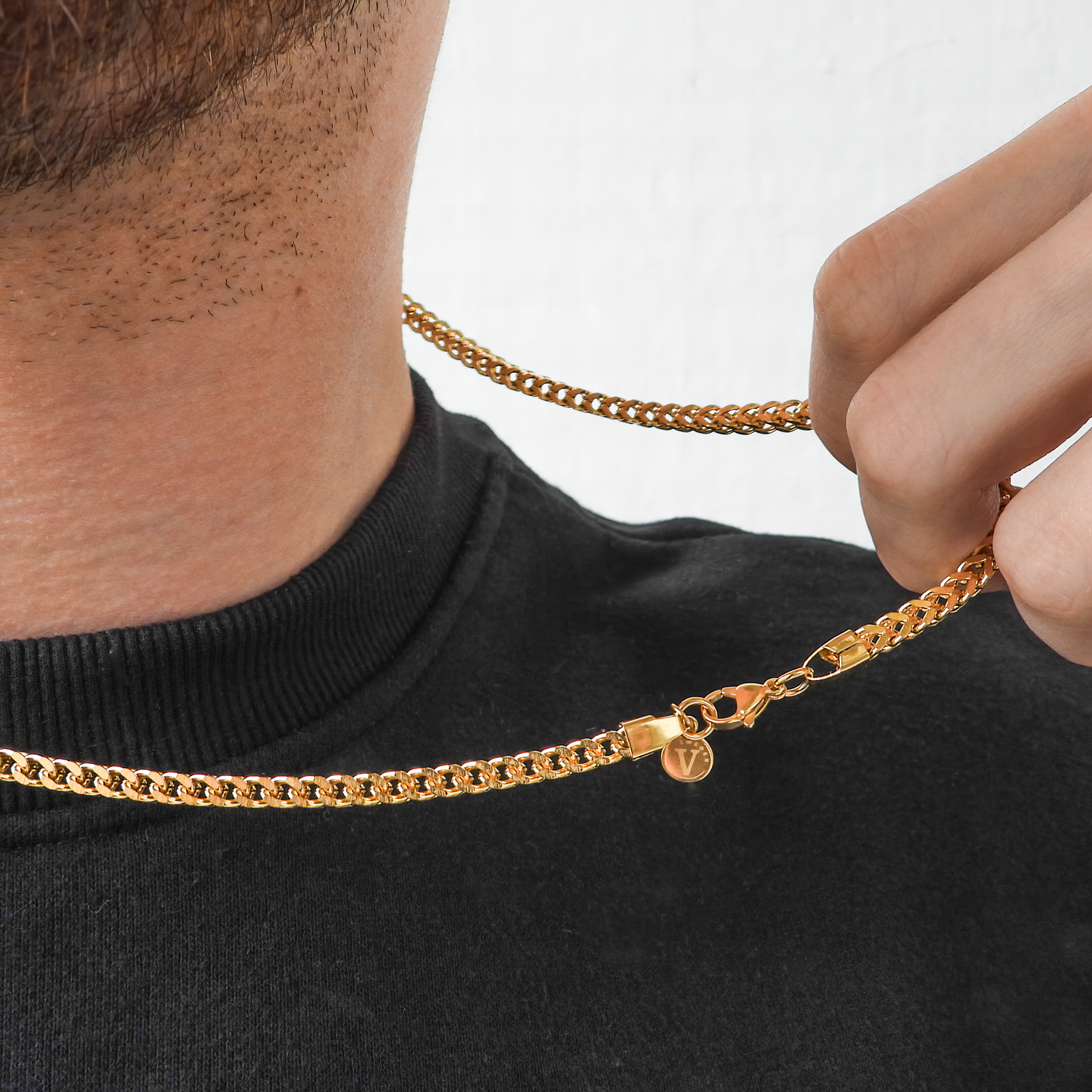 HALSKEDJA I STÅL- FRANCO 4MM GOLD