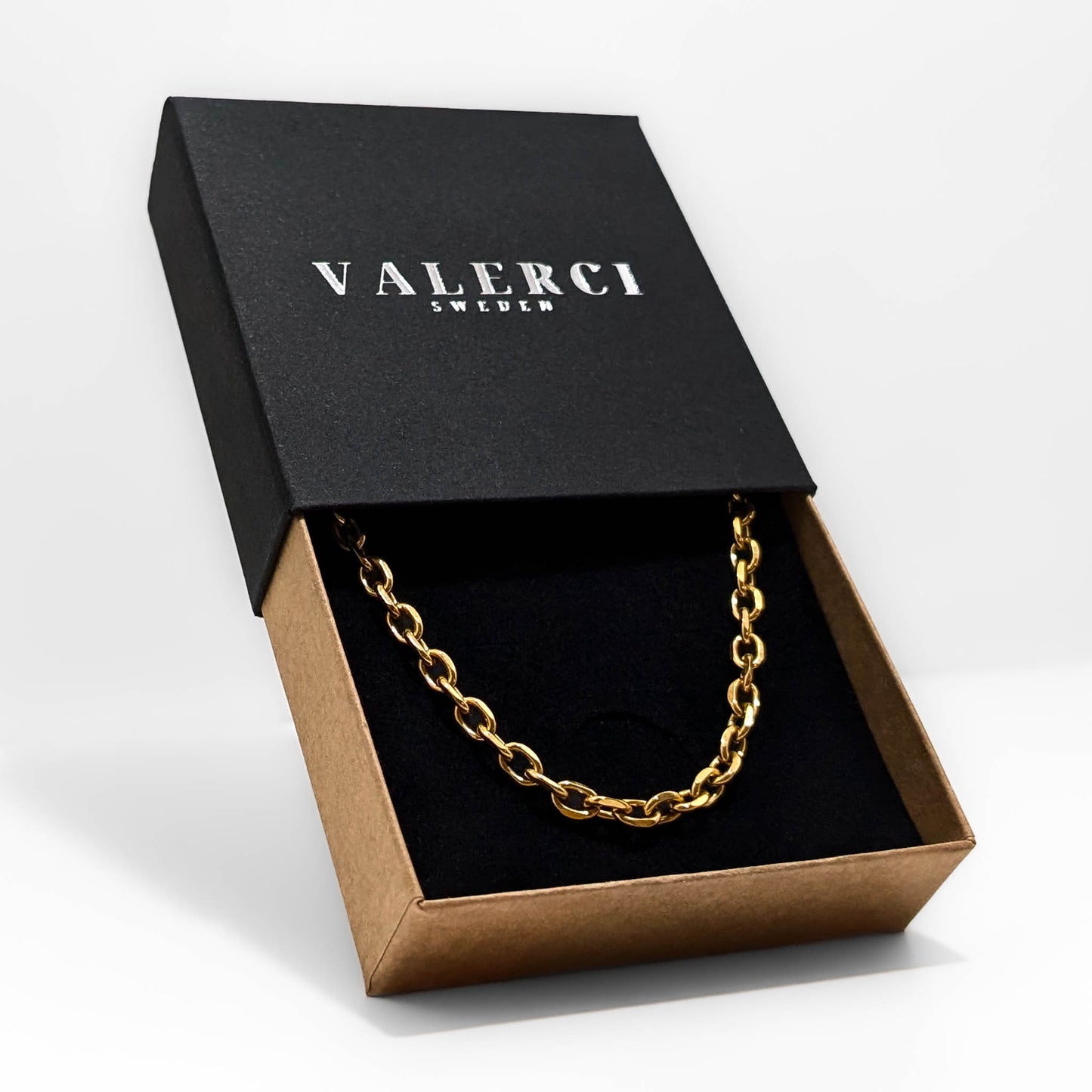 HALSKEDJA I STÅL- ANKAR 5MM GOLD