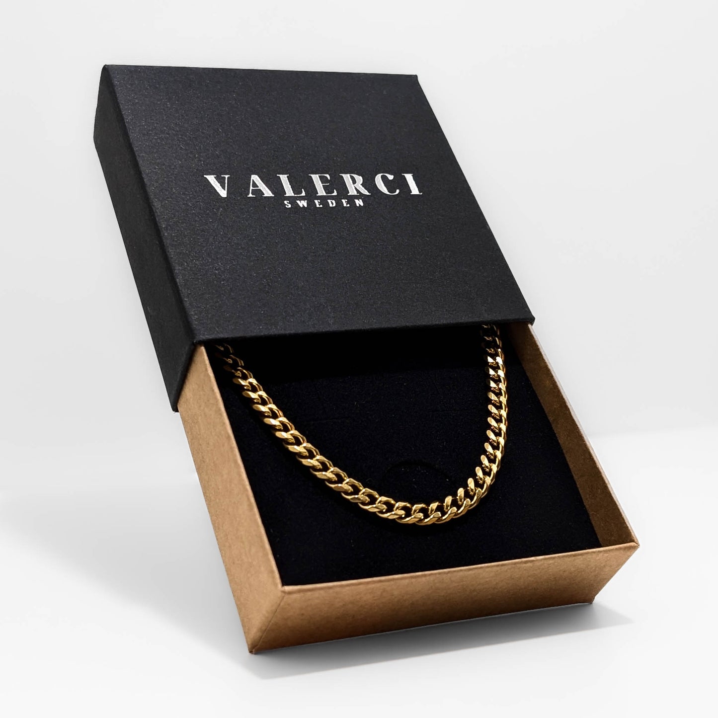 HALSKEDJA I STÅL- CUBAN 5MM GOLD