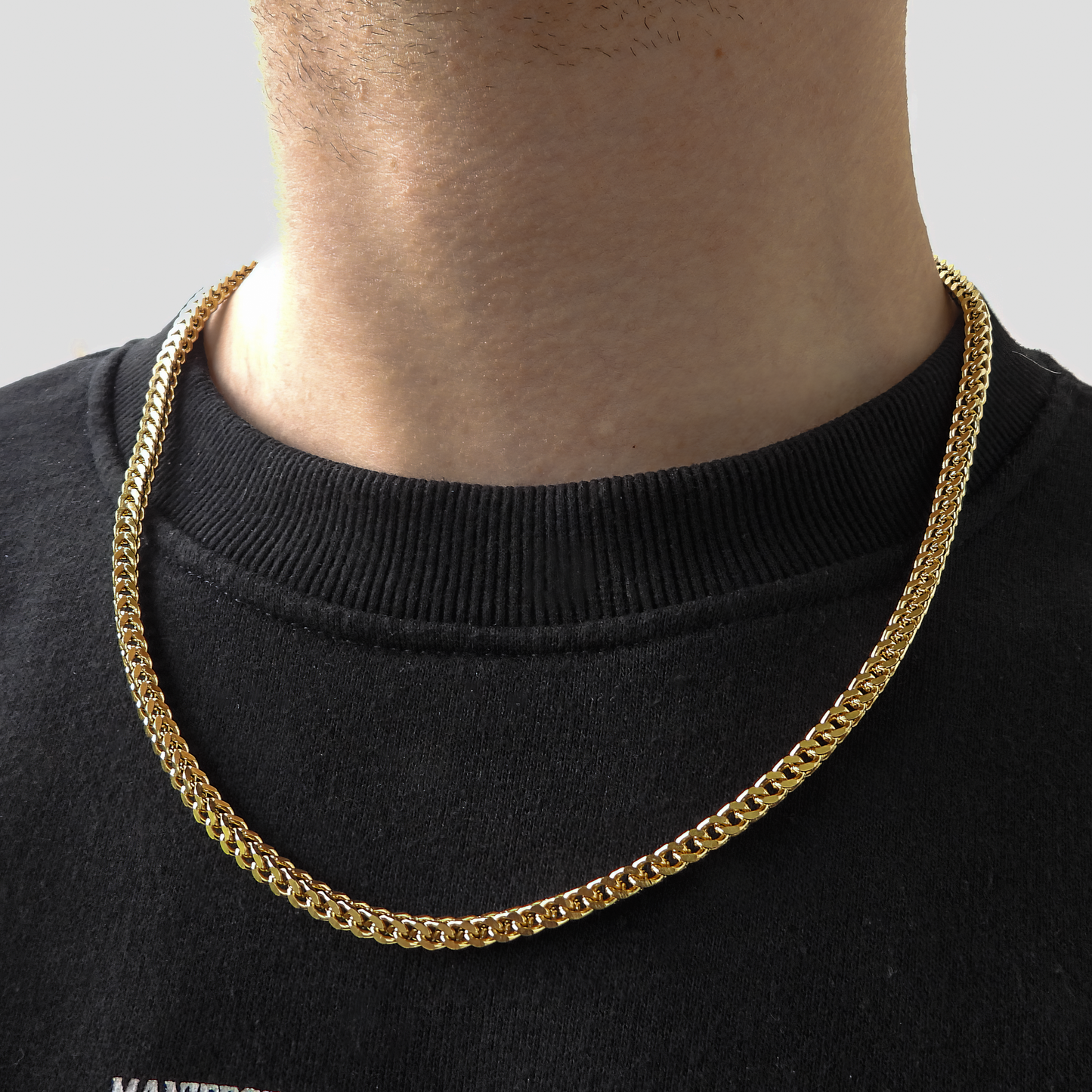 HALSKEDJA I STÅL- FRANCO 4MM GOLD