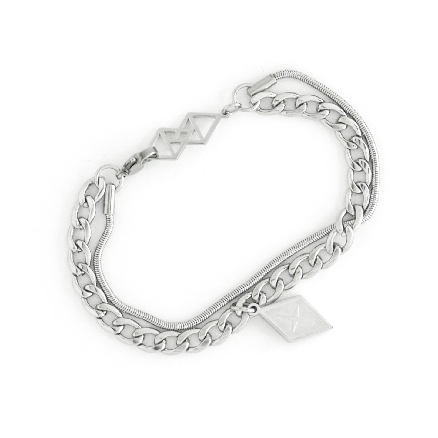 ARMBAND I STÅL - SILVER "ROMB"
