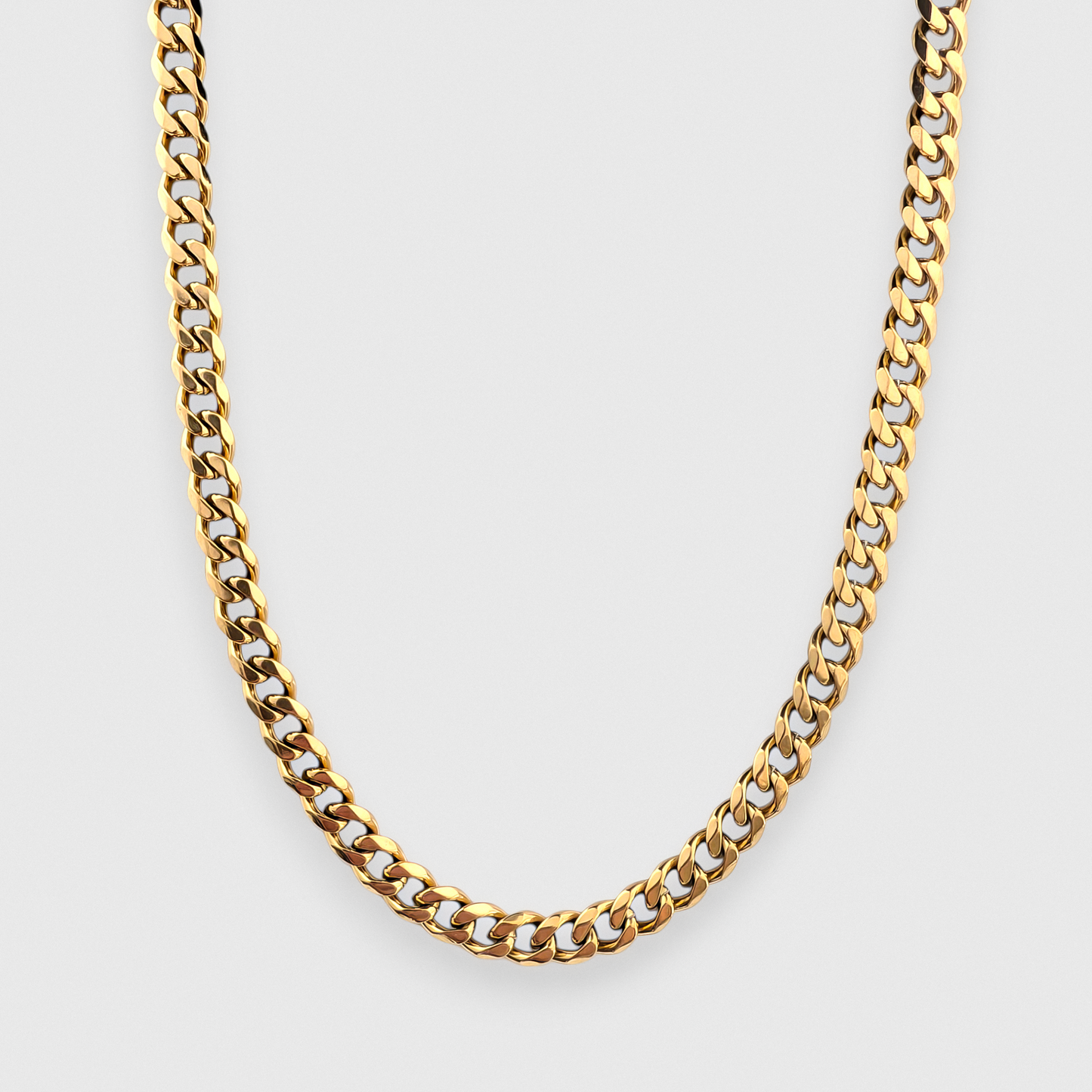 HALSKEDJA I STÅL- CUBAN 7MM GOLD