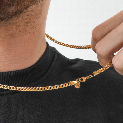 HALSKEDJA I STÅL- FRANCO 4MM GOLD