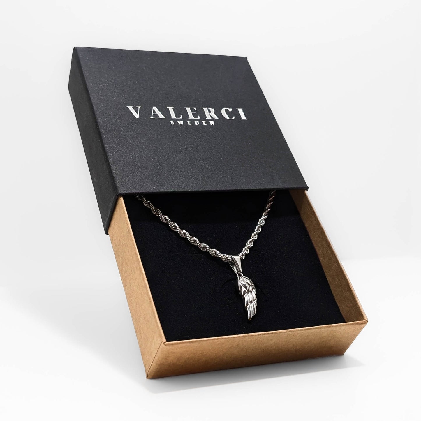 HALSKEDJA I STÅL - SILVER VINGE
